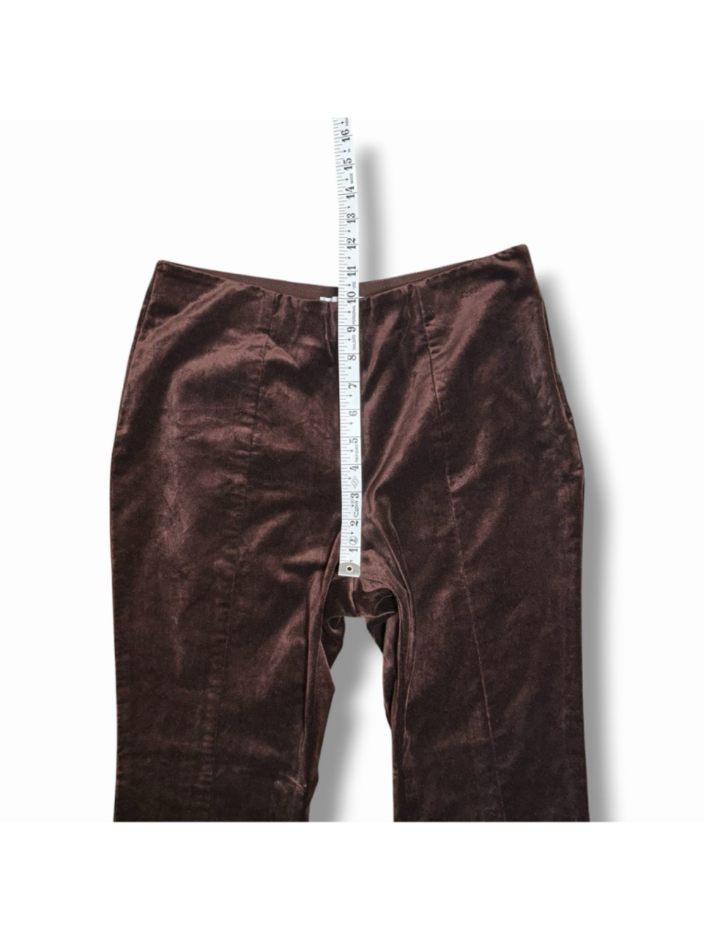 Anthropologie Maeve XSP High Rise Split Front Brown Velvet Skinny Pants NWOT - Picture 8 of 13